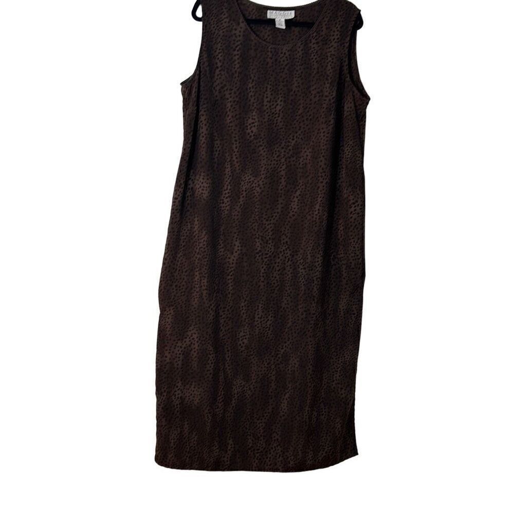 Maggie McNaughton dark brown leopard animal print column maxi dress 1X